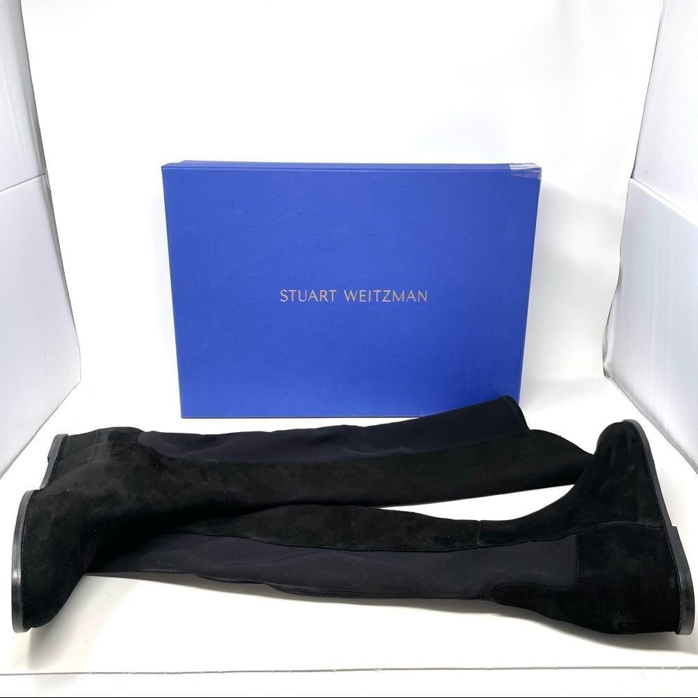 NEW Stuart Weitzman Mainline Black Suede OTK Boots w/Hidden Wedge US 10 - Picture 7 of 7